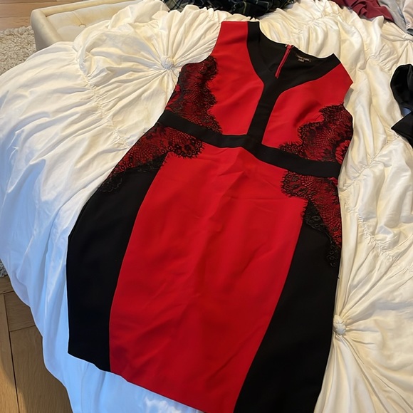 Sexy for Valentine’s Day Voir Voir red lace dress size 10 sheath - Picture 2 of 5